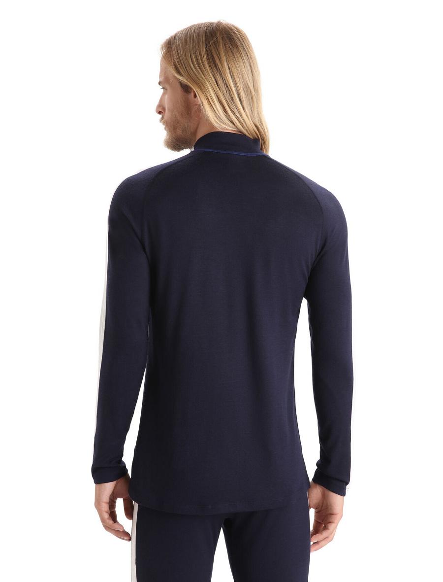 Men's Icebreaker Merino 200 Sonebula Long Sleeve High Neck Thermal Top Base Layers Midnight Navy / Royal Navy | CA 1601QMAZ